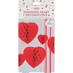 Ginger Ray Valentine's Day|Seasonal Decor-Honeycomb Hanging Heart Decorations