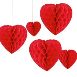 Ginger Ray Valentine's Day|Seasonal Decor-Honeycomb Hanging Heart Decorations
