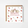 West Country Designs Greeting Cards-'Hoppy Anniversary' Rabbits and Strawberries Greetings Card