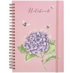 Wrendale Designs Stationery-'Hydrangea Bee' Large Spiral Bound Journal