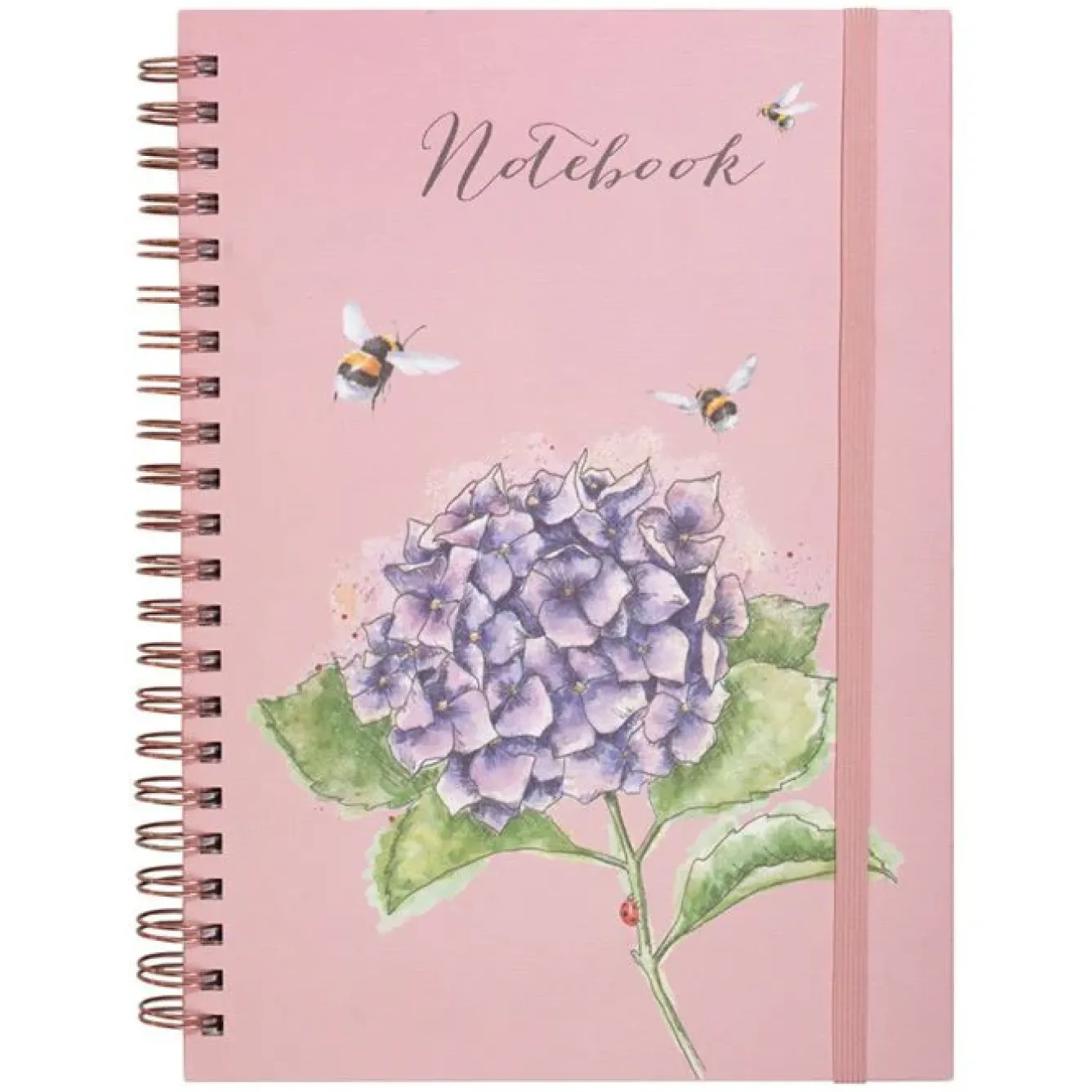 Wrendale Designs Stationery-'Hydrangea Bee' Large Spiral Bound Journal