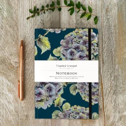 Toasted Crumpet Stationery-Hydrangea Noir A5 Lined Notebook