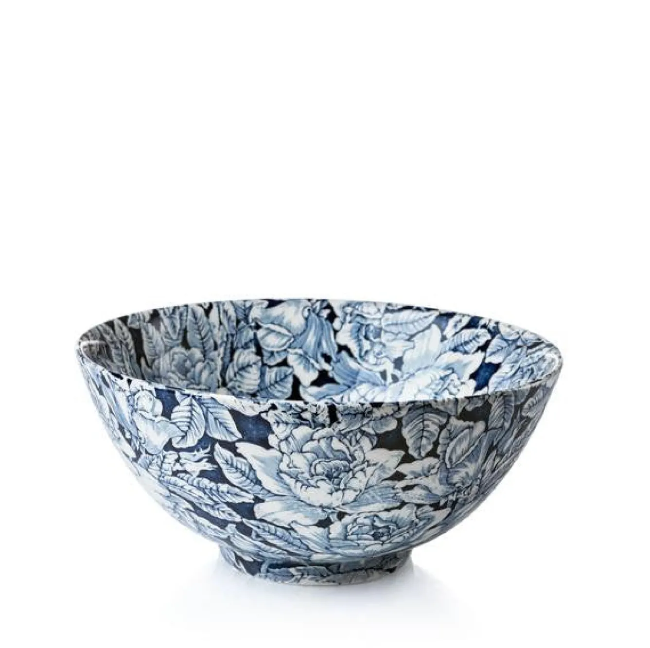 Burleigh Bowls & Dishes-Ink Blue Hibiscus Large Footed Bowl