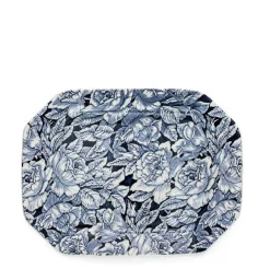 Burleigh Serving Plates & Boards|Plates-Ink Blue Hibiscus Rectangular Platter