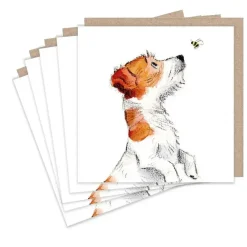 Paper Shed Design Greeting Cards-Jack Russell and Bee Set of 5  Notecards
