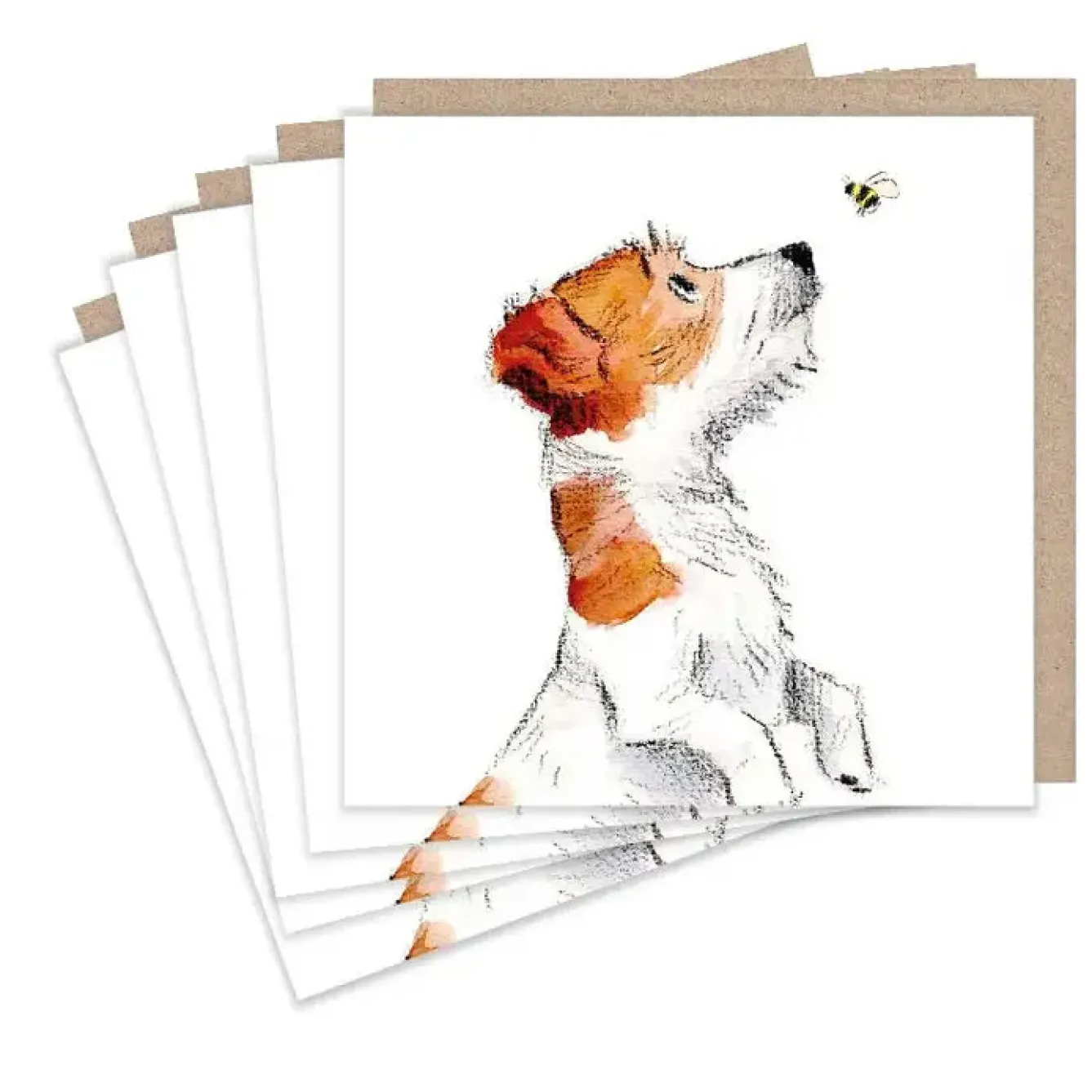 Paper Shed Design Greeting Cards-Jack Russell and Bee Set of 5 Notecards