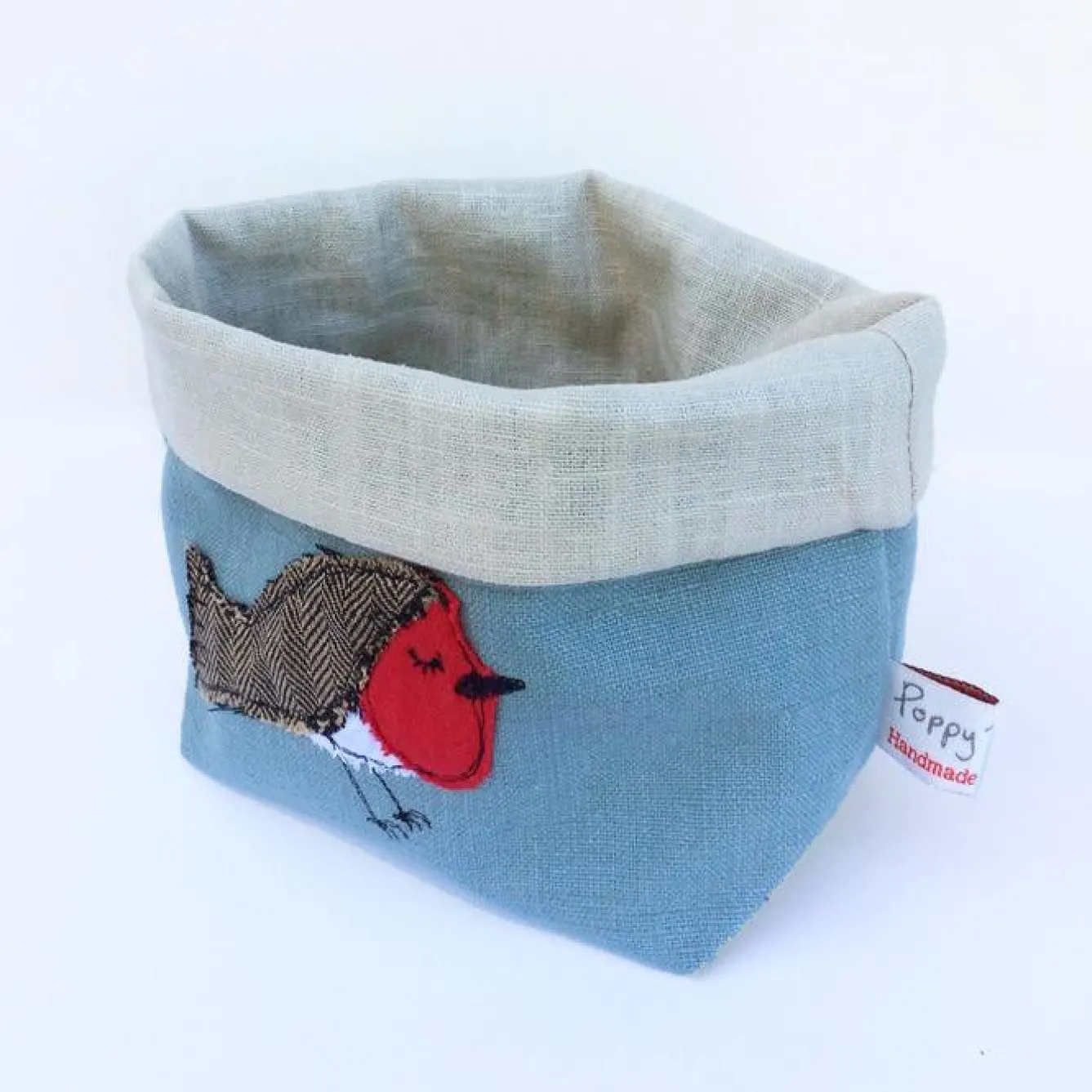 Poppy Treffry Storage-Jolly Robin Embroidered Small Storage Pot