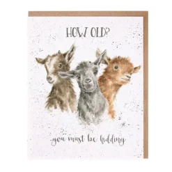 Wrendale Designs Greeting Cards-'Just Kidding!' Goat Greetings Card
