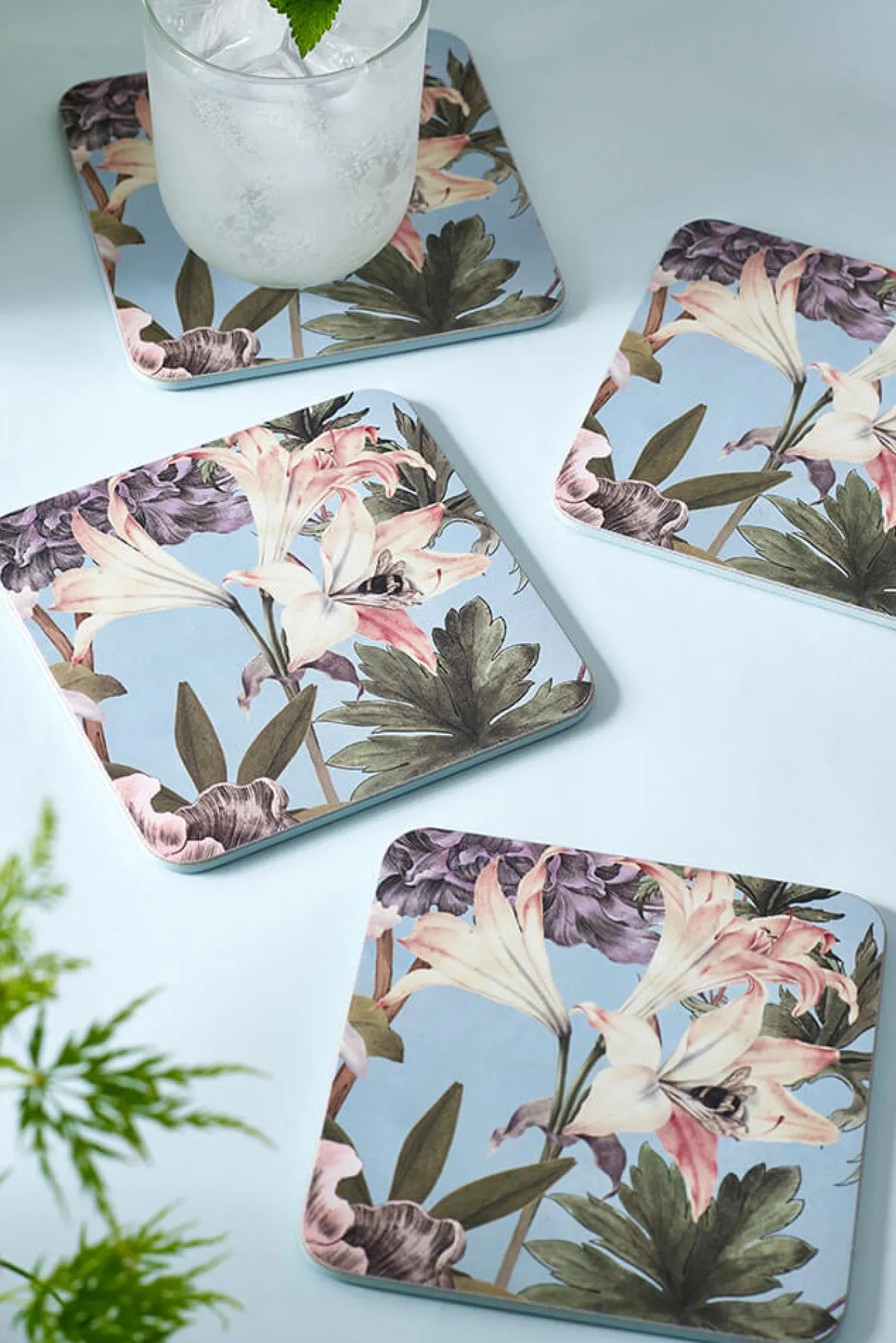 Kew Gardens Coasters-Bee Floral Coasters (Set of 4)