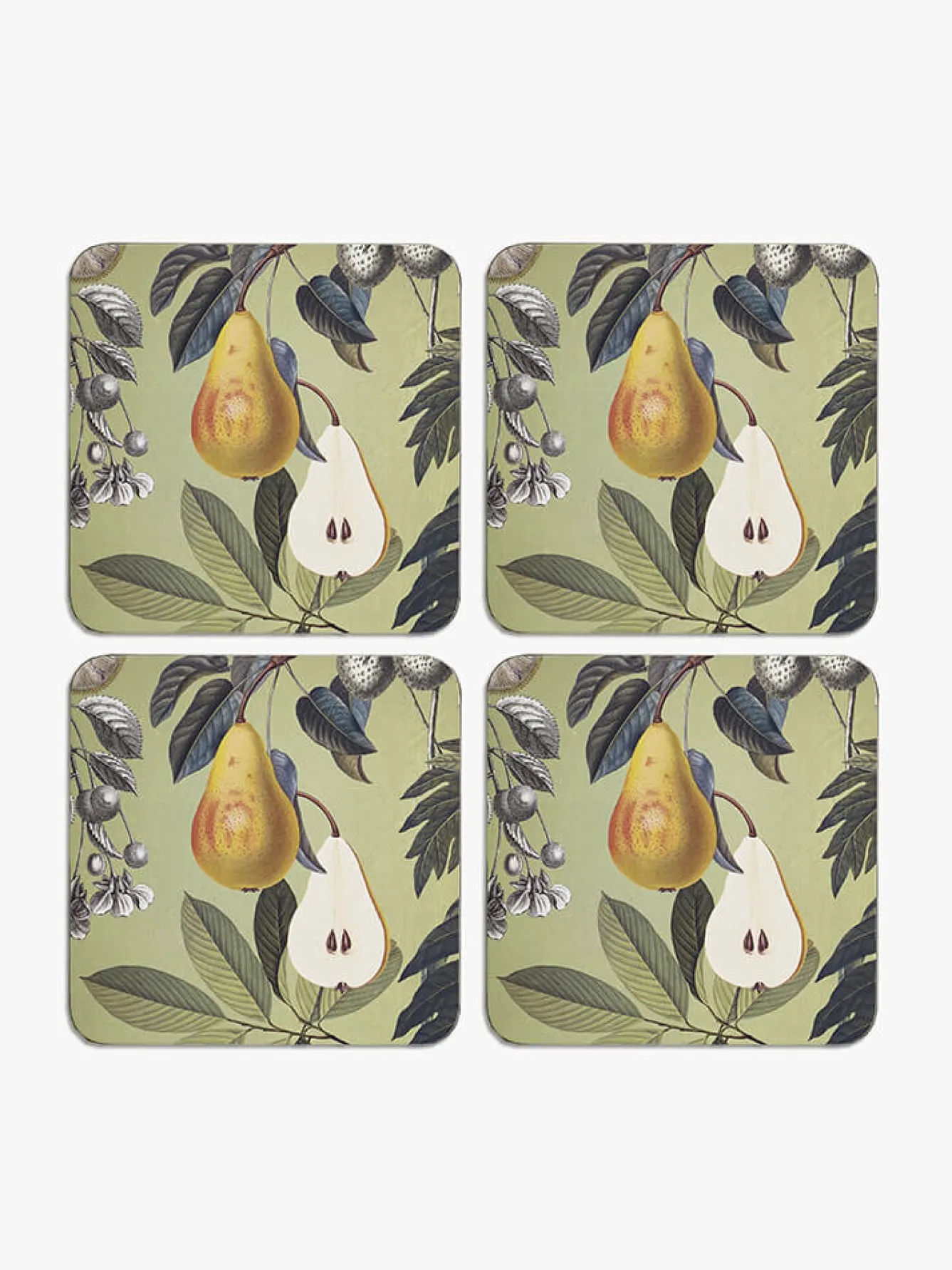 Kew Gardens Coasters-Fruit and Floral Coasters (Set of 4)