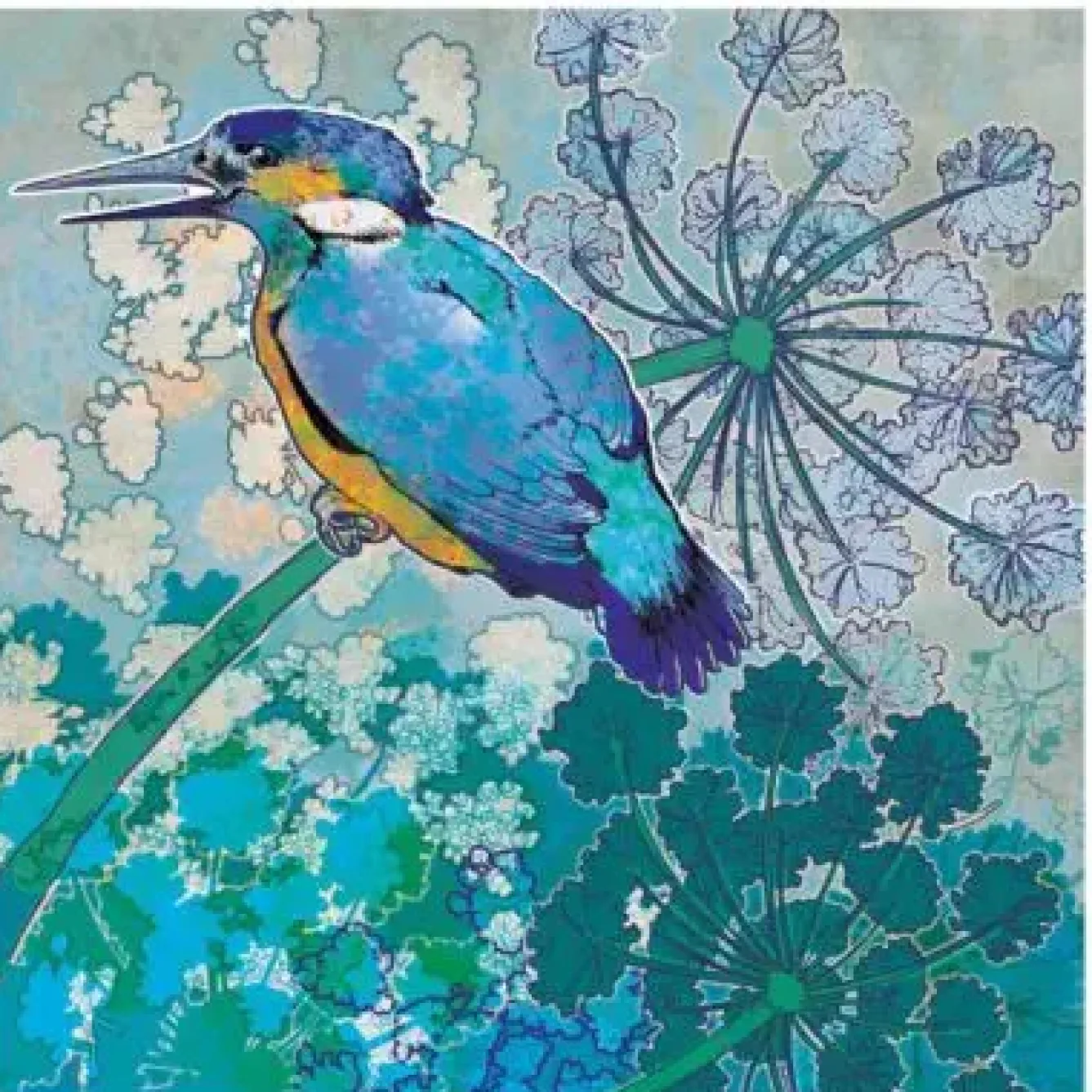 Emma Ball Greeting Cards-Kingfisher Greetings Card