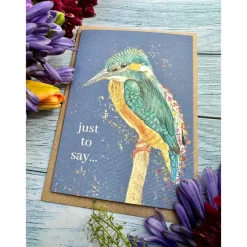 Jen Winnett Greeting Cards-Kingfisher Just To Say Eco-card