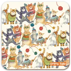 Emma Ball Tea|Coasters-Kittens in Mittens Patterned Coaster