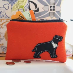 Poppy Treffry Storage|Bags-Labrador Embroidered Flat Coin Purse