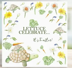 West Country Designs Easter|Greeting Cards-'Lettuce Celebrate' Tortoise Easter Card