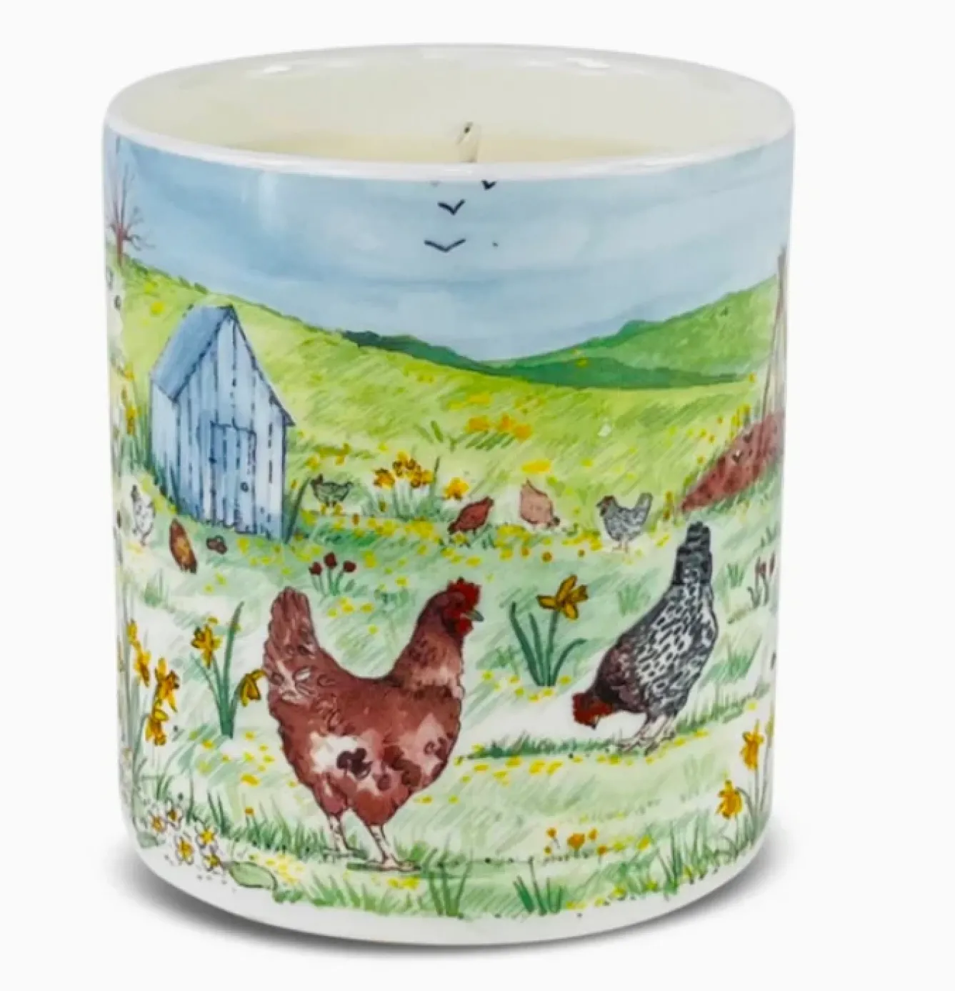 Heaven Scent Home Fragrance-Lime, Basil & Mandarin China Pot Candle - Chickens