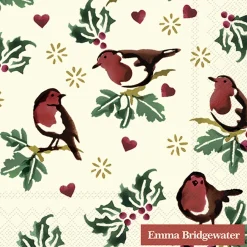 Emma Bridgewater Christmas|Napkins-Little Robin Cocktail Napkins