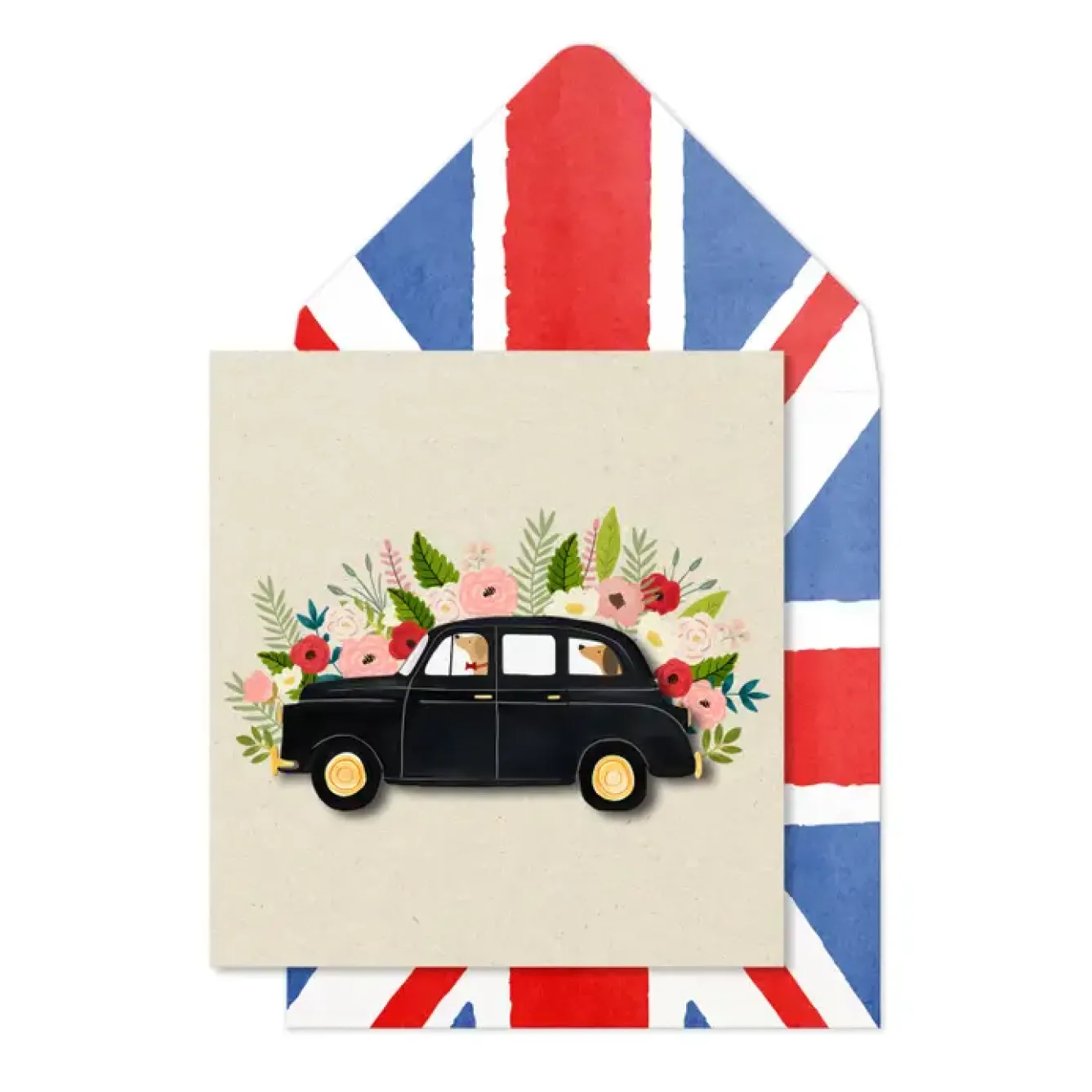 Tache Cards Greeting Cards-London Taxi Floral Card
