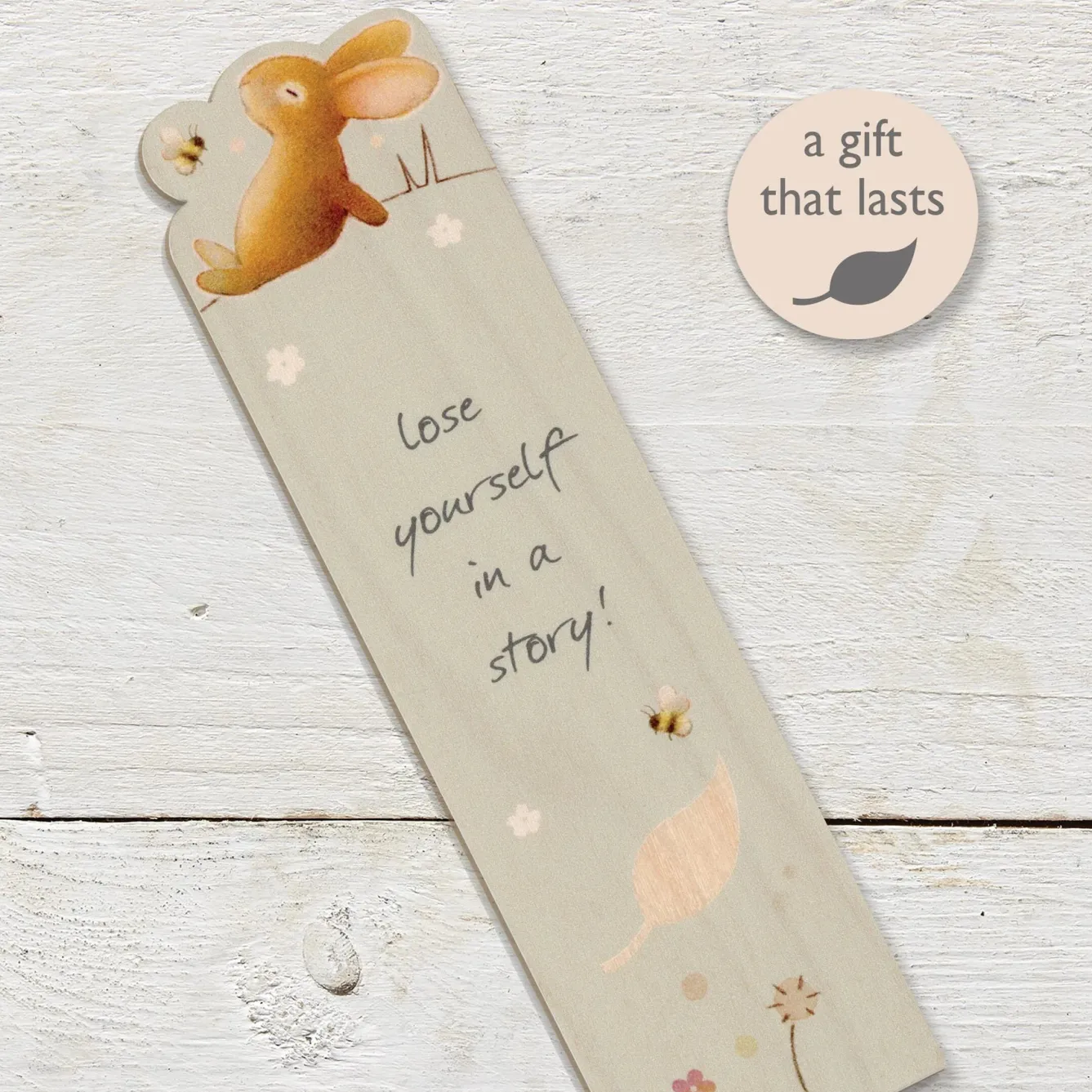 Ginger Betty Books-Lose Yourself Rabbit Wooden Book Mark