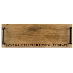 Selbrae Tea|Serving Plates & Boards-Love & Celebrate Oak Serving Tray with Burnished Steel Handles