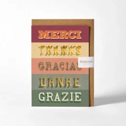 Roomytown Greeting Cards-Merci Thanks Greetings Card
