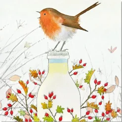 Emma Ball Christmas Cards|Christmas-Milk Bottle Robin pack of 6 Christmas Cards