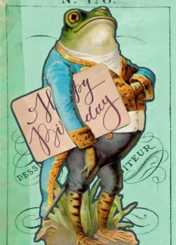 Madame Treacle Greeting Cards-Mr. Frog Birthday Greetings Card