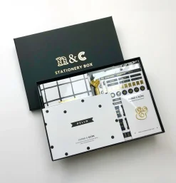 Notes & Clips Stationery-Notes & Clips Black & Gold Stationery Box