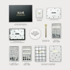 Notes & Clips Stationery-Notes & Clips Black & Gold Stationery Box