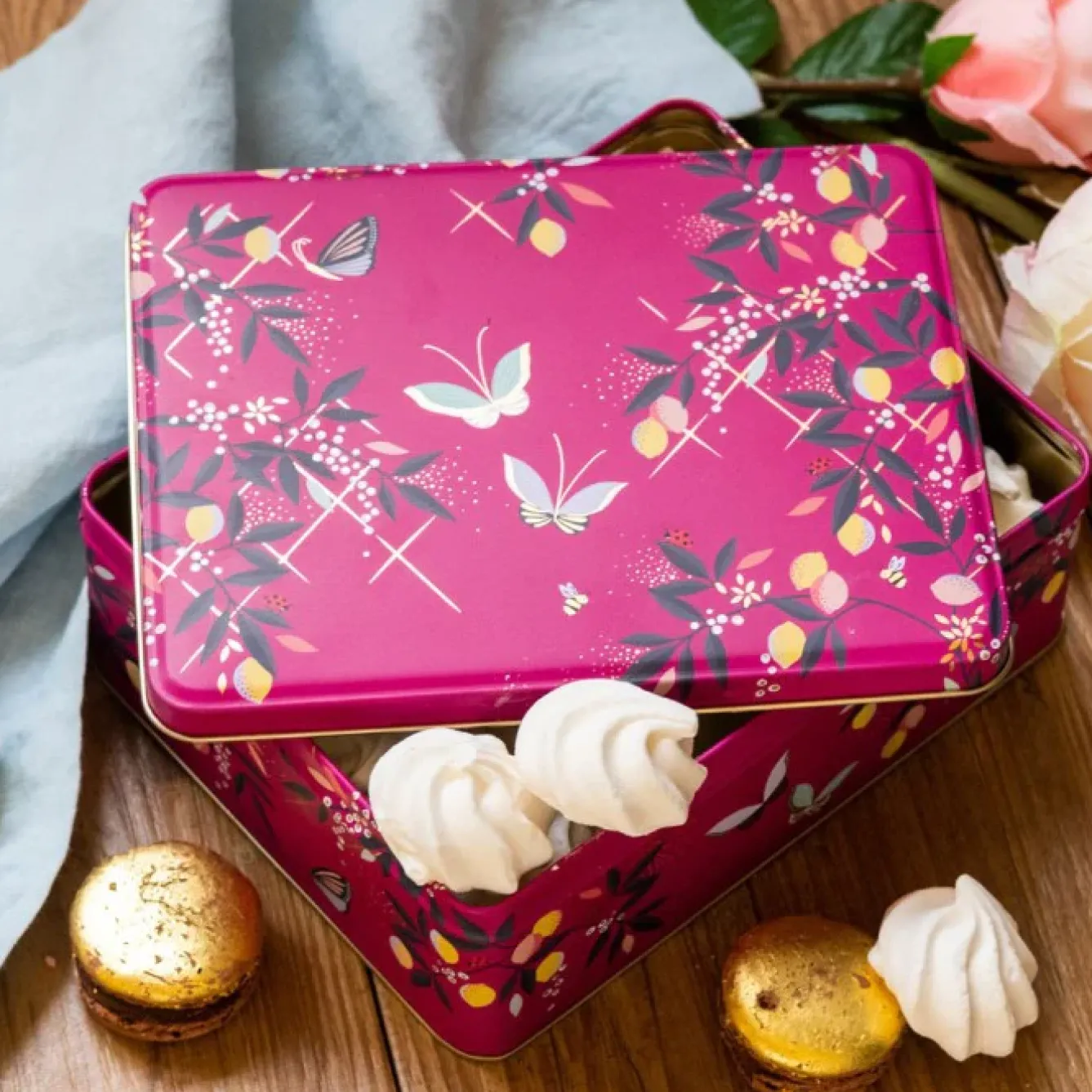 Sara Miller London Novelty|Storage-Orchard Butterfly Deep Rectangular Tin