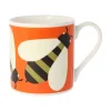 Orla Kiely Tea|Bright Colors-Busy Bee Orange Bone China Mug