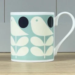 Orla Kiely Tea|Bright Colors-Early Bird Light Blue Bone China Mug