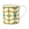 Orla Kiely Tea|Bright Colors-60's Stem Olive Bone China Mug