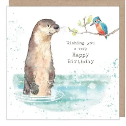 Paper Shed Design Greeting Cards-Otter "Wishing you a very Happy Birthday" Greetings Card