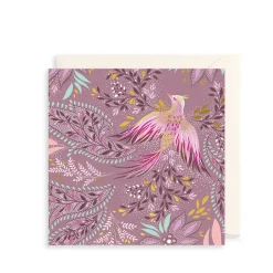 The Art File Greeting Cards-Paisley Floral Bird Greeting Card by Sara Miller
