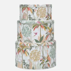 Sara Miller London Storage Caddies|Storage-Palm Garden Set of 3 Round Cake Tins