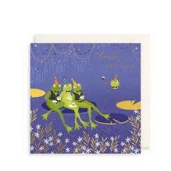 The Art File Greeting Cards-Party Frogs Greeting Card by Sara Miller