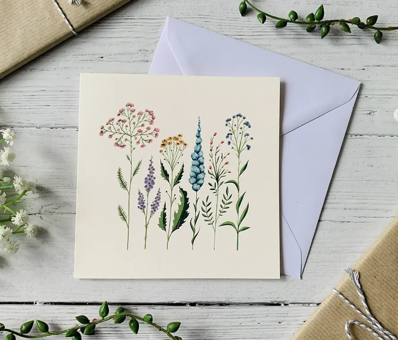 Becky Amelia Greeting Cards-Pastel Wildflowers Greeting Card