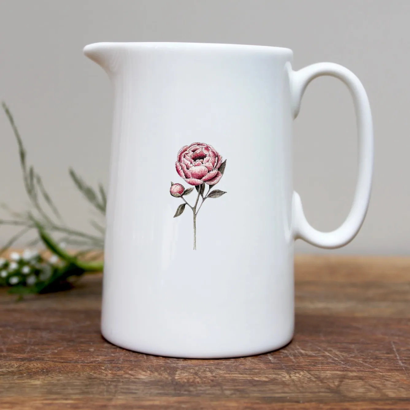 Toasted Crumpet Jugs-Peony Bone China Half Pint Jug