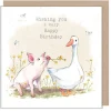 Paper Shed Design Greeting Cards-Pig and Goose "Wishing you a very Happy Birthday" Greetings Card