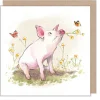 Paper Shed Design Greeting Cards-Pig With Flowers Greetings Card
