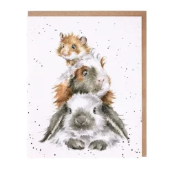 Wrendale Designs Greeting Cards-'Piggy in the Middle' Blank Greetings Card