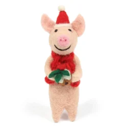 Amica Felt Christmas Decorations|Christmas-Piglet with Christmas Pudding Felt Decoration