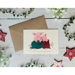 Becky Amelia Christmas-Pigs in Blankets Christmas Card