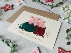 Becky Amelia Christmas-Pigs in Blankets Christmas Card