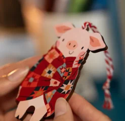 Dapple & Dot Christmas-Pigs in Blankets Wooden Christmas Decorations