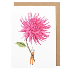 Laura Stoddart Greeting Cards-Pink Dahlia Blank Greetings Card