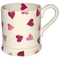 Emma Bridgewater Valentine's Day|Bright Colors-Pink Hearts 1/2 Pint Mug