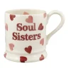 Emma Bridgewater Bright Colors-Pink Hearts Soul Sisters 1/2 Pint Mug