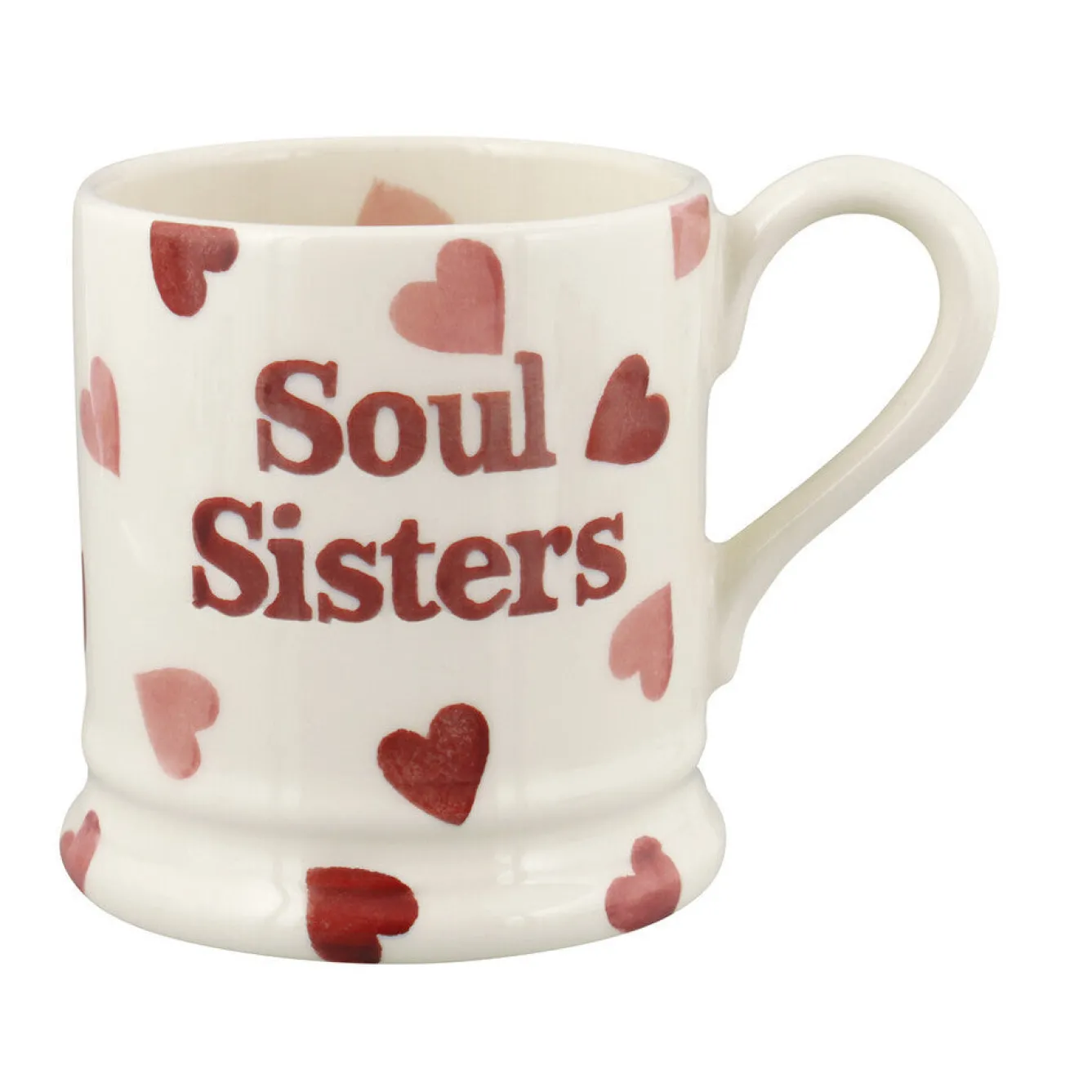 Emma Bridgewater Bright Colors-Pink Hearts Soul Sisters 1/2 Pint Mug